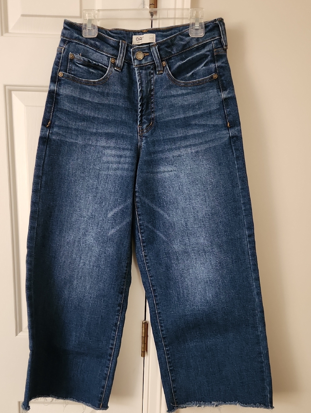 Oat New York Dark Blue Cropped Wide-Leg Jeans Size 4/27